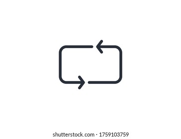 
Repeat thin line icon set on white background, audio, music, flat, minimalistic. Technology icon.