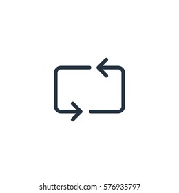 repeat thin line icon set on white background, audio, music, flat, minimalistic