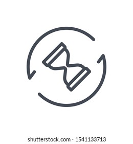 Repeat time line icon. Clock with update arrow vector outline sign.