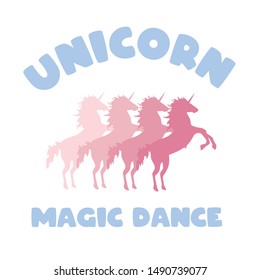 repeat unicorn pink text line magic dance dream girl tee illustration art vector