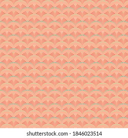 Repeat Vector Abstract Fan Shaped Scallop Dot Pattern.  Coral Color Background.