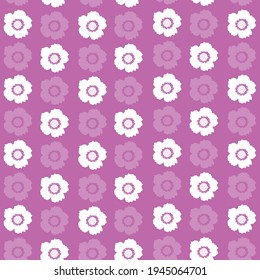 Repeat Vintage Flower Pattern with pink background. Seamless floral pattern. Pink and White. Stylish repeating texture.