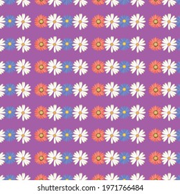 Repeat watercolor pattern of colorful flowers in the black backdrop