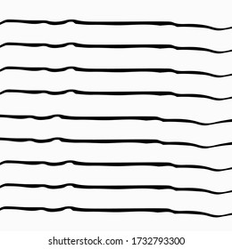Repetir el diseño de Wavy Drawn. Cepillo divertido tejido dibujado a mano. Impresión de lápiz de tracción manual. Tinta negra de banda. Impresión blanca del marcador de vectores. Trendy 