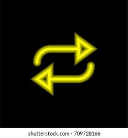 Repeat yellow glowing neon ui ux icon. Glowing sign logo vector