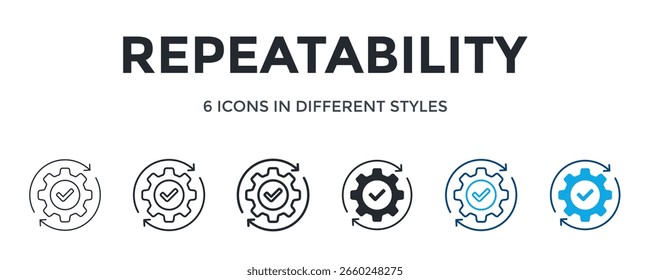 Repeatability Icon In Different Style Vector Illustration. Designed In Thin Line, Regular Line, Bold Line, Glyph, Color Line, And Color Glyph Style Can Be Used For Web