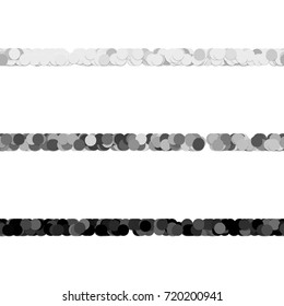 Repeatable abstract circle pattern text dividing line design set - vector graphic elements from grey dots