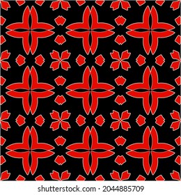 repeatable abstract pattern background.Perfect for fashion, textile design, cute themed fabric, on wall paper, wrapping paper, fabrics and home decor. black and red color.