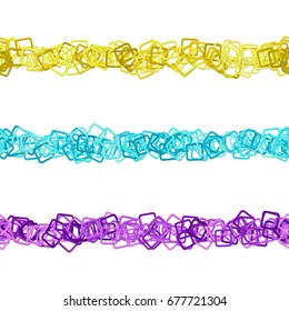 Repeatable abstract square pattern paragraph rule line design set - vector graphic decoration elements from colored rotated rounded squares