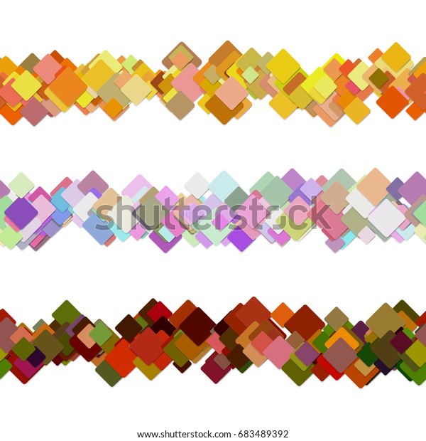 Repeatable abstract square pattern paragraph\
divider line design set - vector design elements from colored\
diagonal rounded squares with shadow\
effect