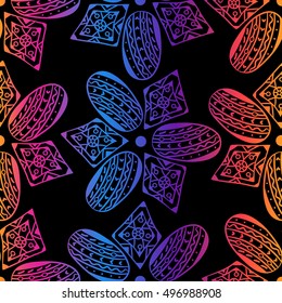 Repeatable background with doodle beads. Magic pattern for web pages, gift wrapping, printed fabrics, cards, banners, covers and more.