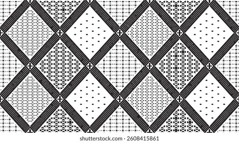 Repeatable black and white geometric pattern. Tileable texture background.

