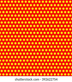 Repeatable duotone, yellow-red pop-art polka dot pattern.