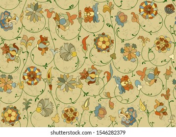 Repeatable floral pattern based on St Basil's Cathedral murals in Moscow, Russia