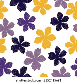 Repeatable floral pattern consisting of colorful scatter flowers on white background. Plant background for fashion, wallpapers, print.