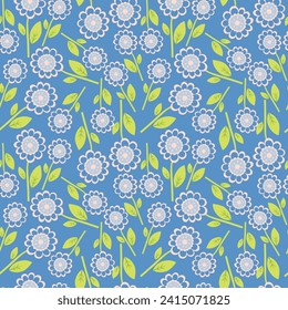 Repeatable floral pattern consisting of colorful scatter flowers