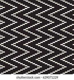 Repeatable geometric grid texture. Vector seamless mesh pattern. Monochrome zigzag edgy lines abstract background
