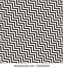 Repeatable geometric grid texture. Vector seamless mesh pattern. Monochrome zigzag edgy lines abstract background