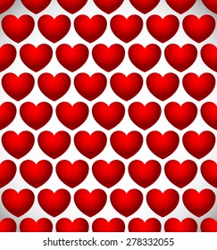 Repeatable heart pattern, heart background. Eps 10 vector.