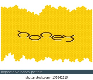 Repeatable honeycomb pattern with text "honey"