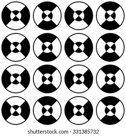 Repeatable minimal pattern with segmented, divided circles