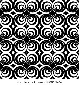 Repeatable pattern with circles, abstract monochrome vector