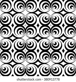 Repeatable pattern with circles, abstract monochrome vector