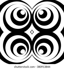 Repeatable pattern with circles, abstract monochrome vector