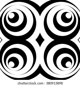 Repeatable pattern with circles, abstract monochrome vector