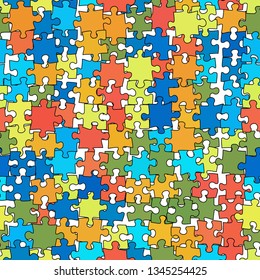 Repeatable pattern of colorful puzzle pieces