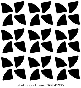 Repeatable pattern with rotating shapes. Seamless vector art.