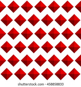 Repeatable pattern with studs, 3d gem like shapes. Simple monochrome geometric background, texture.