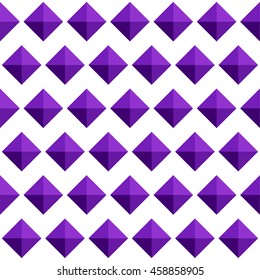 Repeatable pattern with studs, 3d gem like shapes. Simple monochrome geometric background, texture.