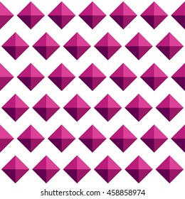 Repeatable pattern with studs, 3d gem like shapes. Simple monochrome geometric background, texture.