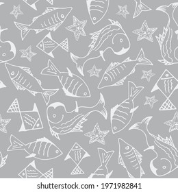 Repeatable Pattern, Vector, Background, Template, Fish Style For Cloth And Other Design.