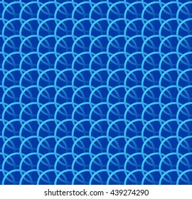 Repeatable pattern w/ interlocking circles, rings. Regular monochrome seamless geometric pattern.