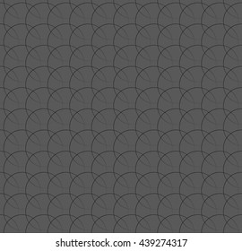 Repeatable pattern w/ interlocking circles, rings. Regular monochrome seamless geometric pattern.