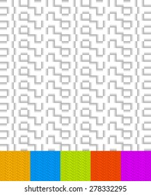 Repeatable patterns, backgrounds with randomly rotated squares. Vector.