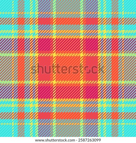 Repeatable patterns pattern seamless check, layered plaid tartan texture. Hunter vector fabric background textile in teal and red colors palette.