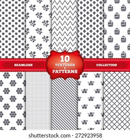 Repeatable patterns and textures. Honey icon. Honeycomb cells with bees symbol. Sweet natural food signs. Gray dots, circles, lines on white background. Vector