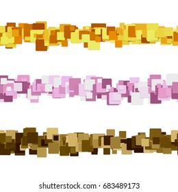 Repeatable random square pattern page rule line design set - vector design elements from colored rounded squares