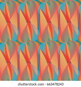 Repeatable seamless pattern with colorful abstract geometrical shapes. Red, yellow, green and blue colors, halftones. Bright harlequin texture
