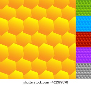 Repeatable seamless pattern with tilted, overlapping hexagons. Geometric monochrome textures