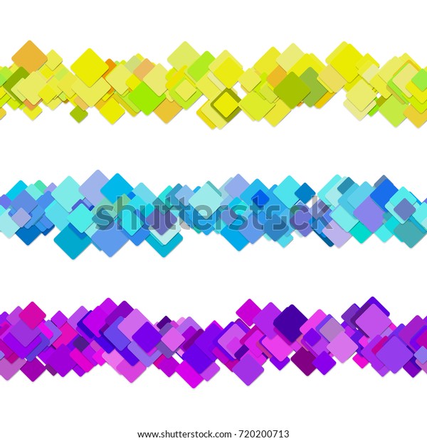 Repeatable square pattern paragraph rule line\
design set - vector graphic decoration elements from colored\
diagonal rounded\
squares