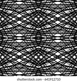 Repeatable, tileable background with random, irregular lines. Seamless pattern of mesh, grid of lines. Abstract geometric texture.