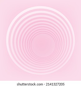 Repeatable white circle pattern on the pink background. A big pink circle in the middle with white circle around. White spiral shape, Graphic design for valentine's card, Vector illustration EPS 10.