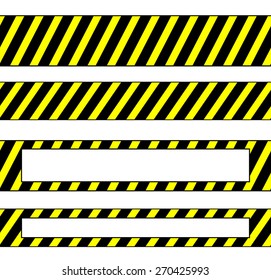 Repeatable yellow tapes, bands, strips. Vector, editable. (Can be repeated horizontally)