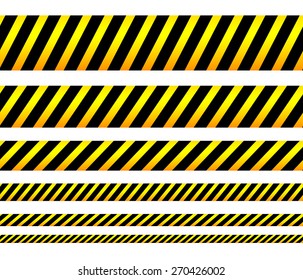 Repeatable yellow tapes, bands, strips. Vector, editable. (Can be repeated horizontally)