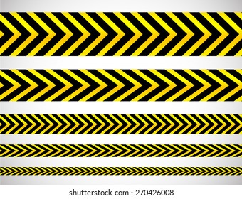 Repeatable yellow tapes, bands, strips. Vector, editable. (Can be repeated horizontally)
