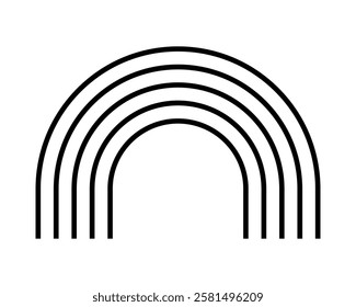 Repeated archway lines. Rainbow shape. Arch geometric figures in trendy boho style. Minimalistic design element for modern templates. Vector graphic illustration.